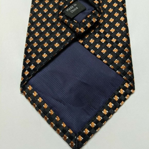 Joseph Abboud Black and Orange Plaids & Checks Tie - Picture 5 of 6